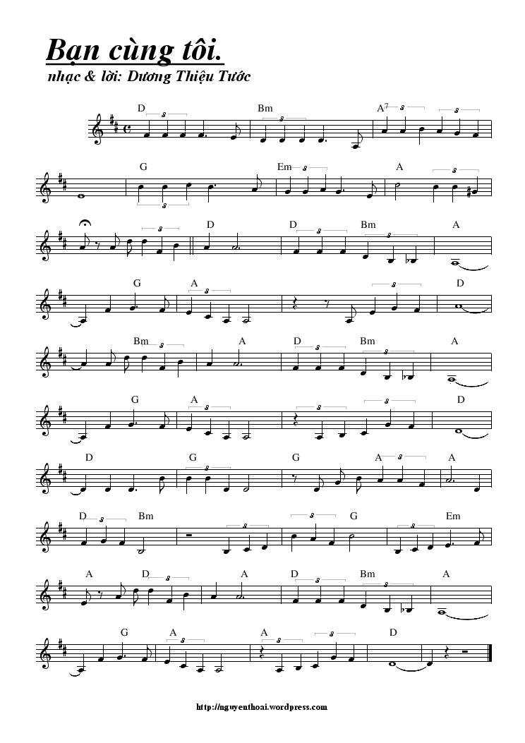 Sheet nhạc Bạn Cùng Tôi